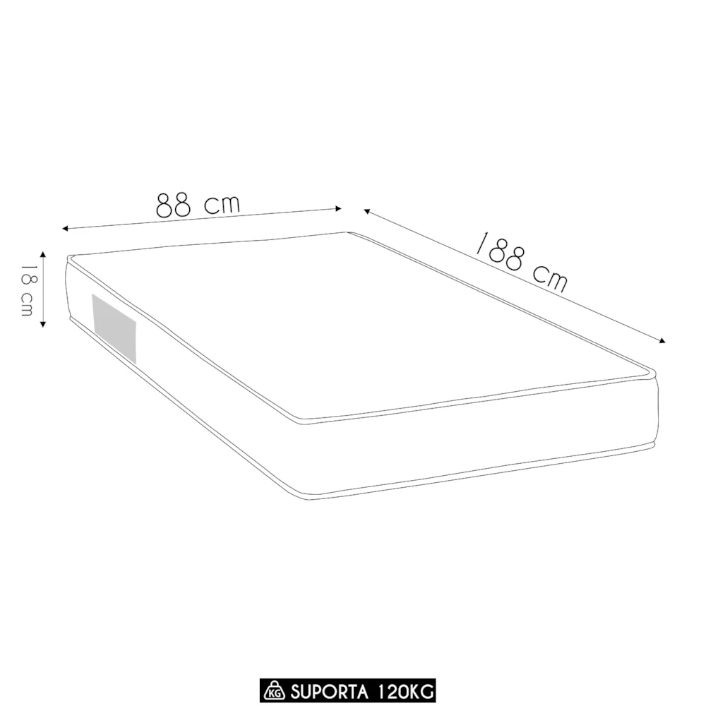 Colchão Solteiro Iso 1.5.0 Espuma D45 Viscopoli 88x188x18cm  - Ortobom