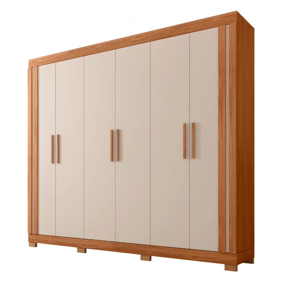 Guarda Roupa Casal 230cm Com 6 Portas Brasid Freijó/Off C01 - Mpozenato