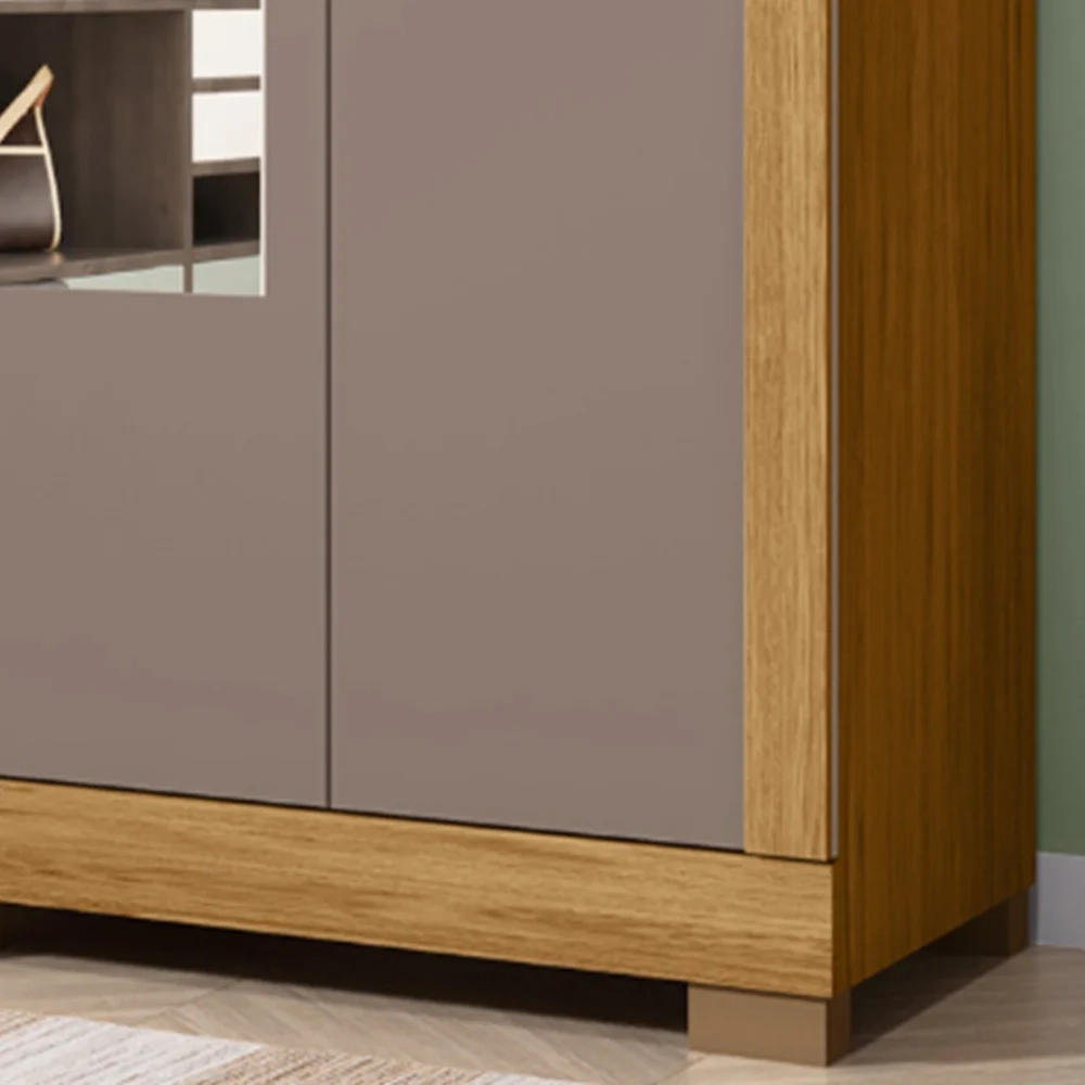 Guarda Roupa Solteiro 154cm 4 Portas Espelho Brasid Mel/Cacao C01 - Mpozenato