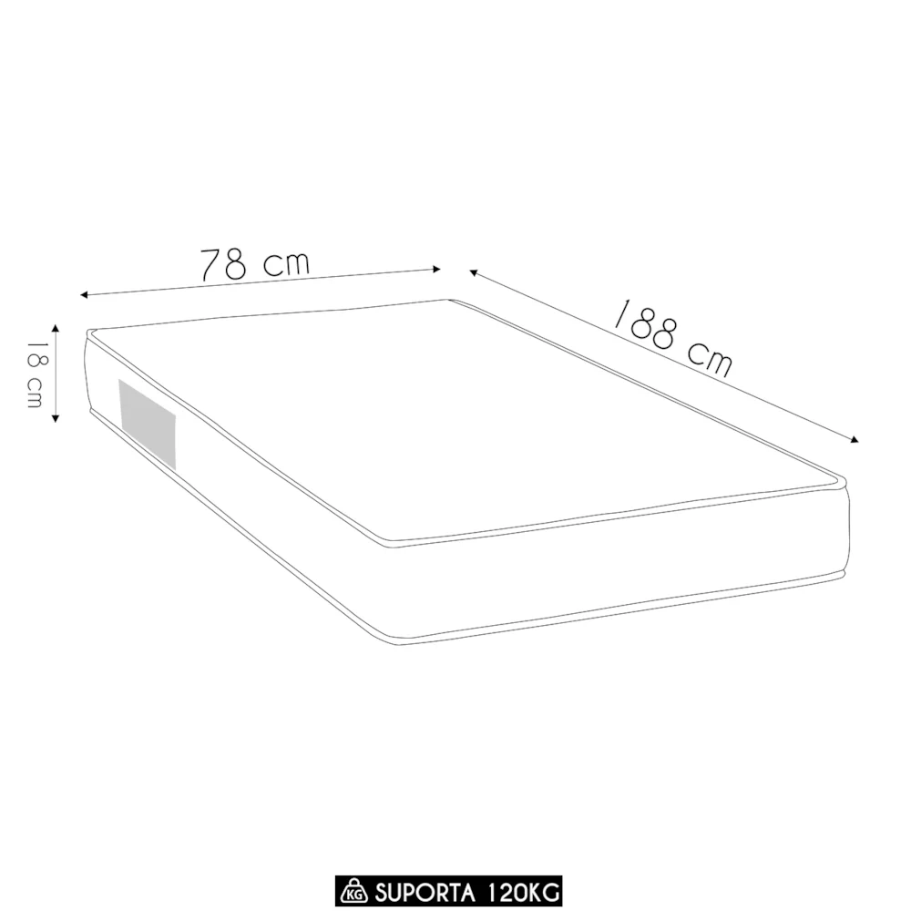 Colchão Solteiro Iso 1.5.0 Espuma D45 Viscopoli 78x188x18cm  - Ortobom