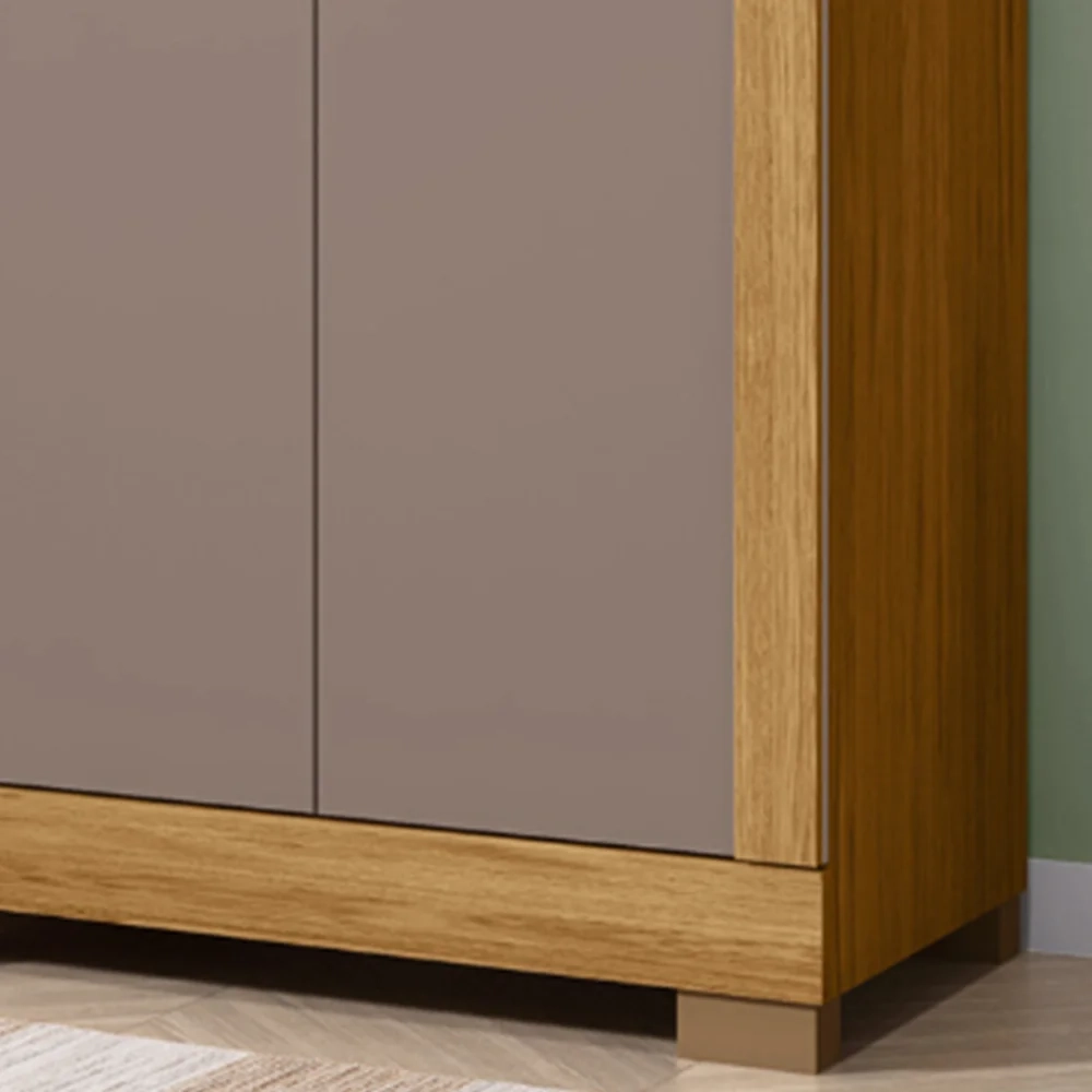 Guarda Roupa Solteiro 154cm Com 4 Portas Brasid Mel/Cacao C01 - Mpozenato