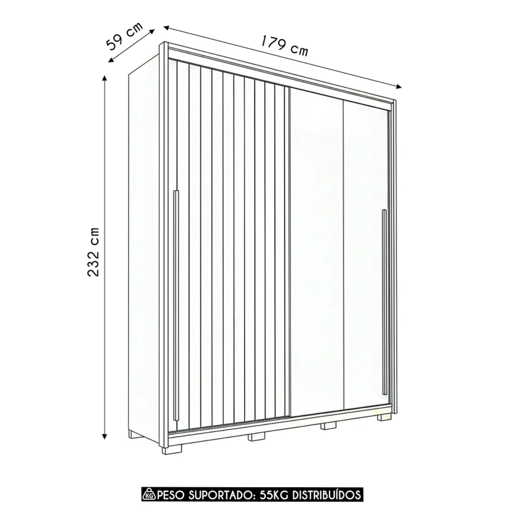 Guarda Roupa Casal 179cm Com 2 Portas Sabin Freijó/Off C01 - Mpozenato