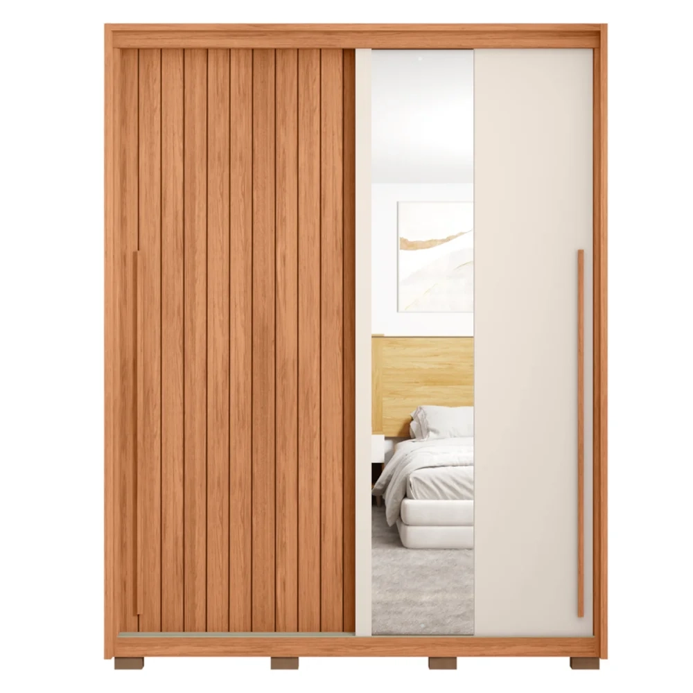 Guarda Roupa Casal 179cm Com Espelho Sabin Freijó/Off C01 - Mpozenato
