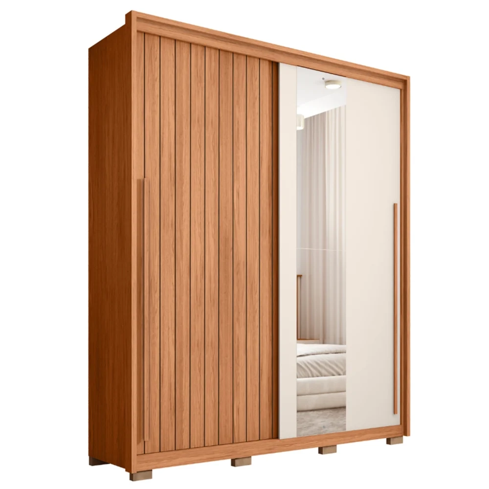 Guarda Roupa Casal 179cm Com Espelho Sabin Freijó/Off C01 - Mpozenato