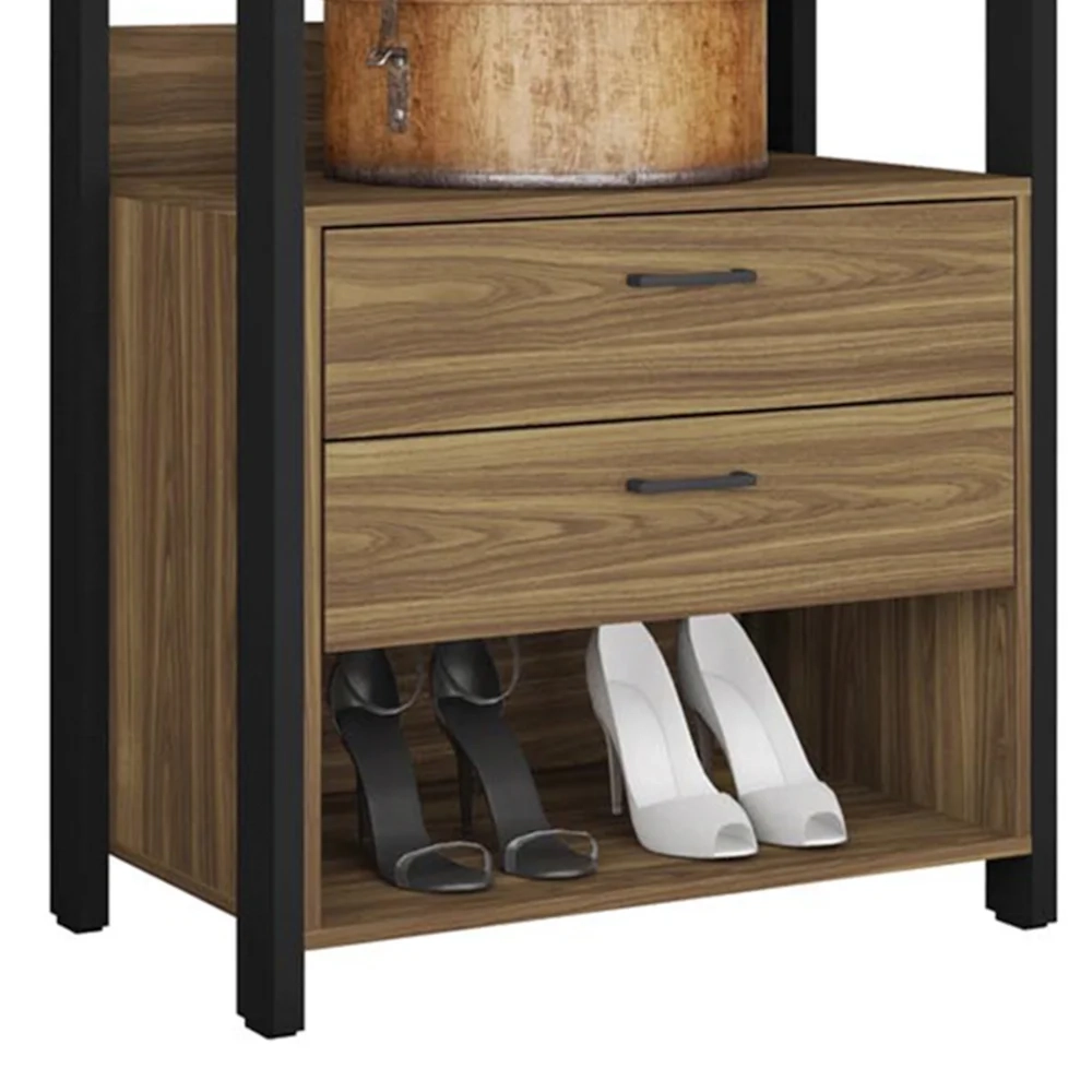 Guarda Roupa Solteiro Closet 73cm 2 Gavetas Una Mel/Preto C01 - Mpozenato