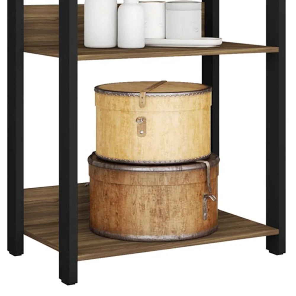 Guarda Roupa Solteiro Closet 73cm 3 Prateleiras Una Mel/Preto C01 - Mpozenato