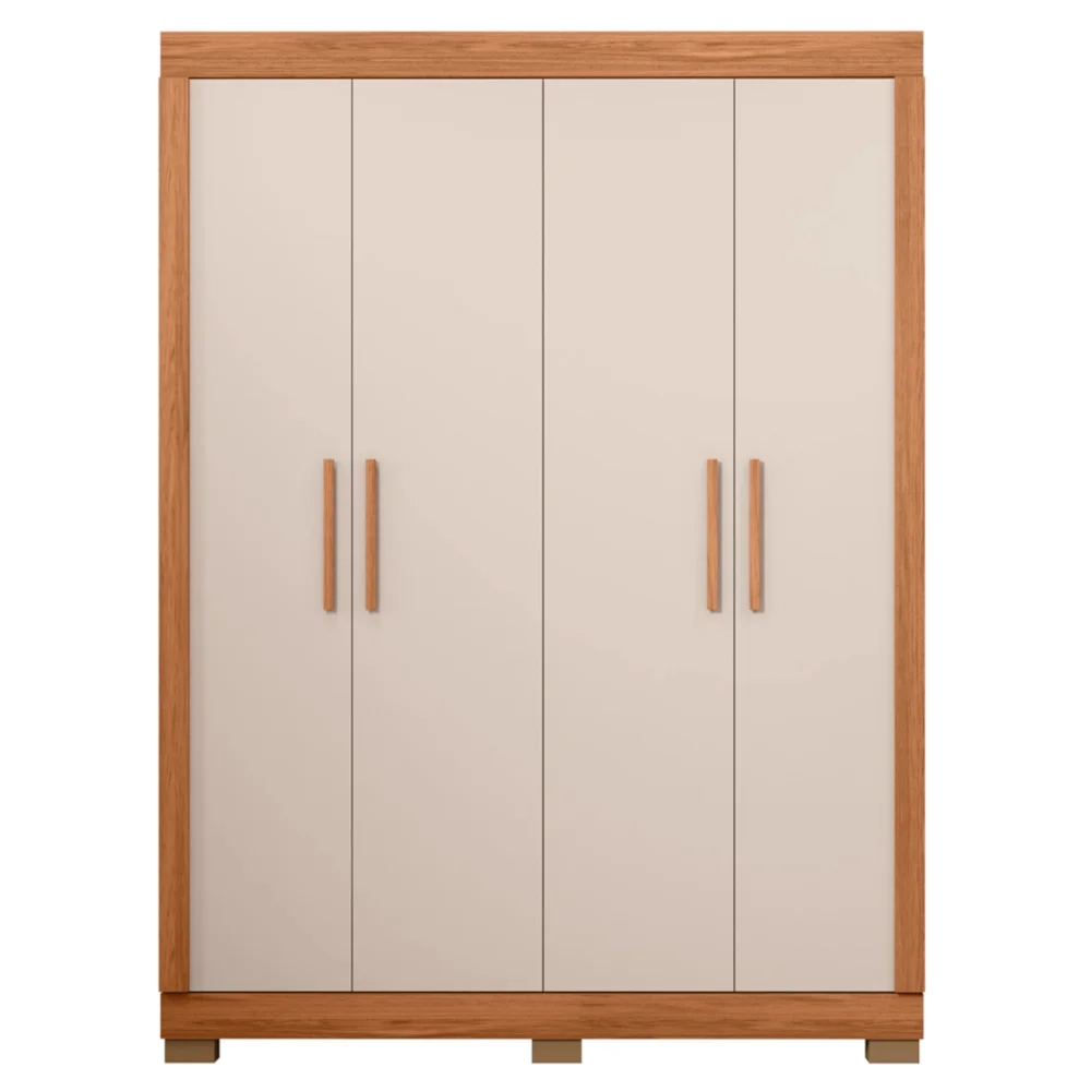 Guarda Roupa Solteiro 154cm Com 4 Portas Brasid Freijó/Off C01 - Mpozenato
