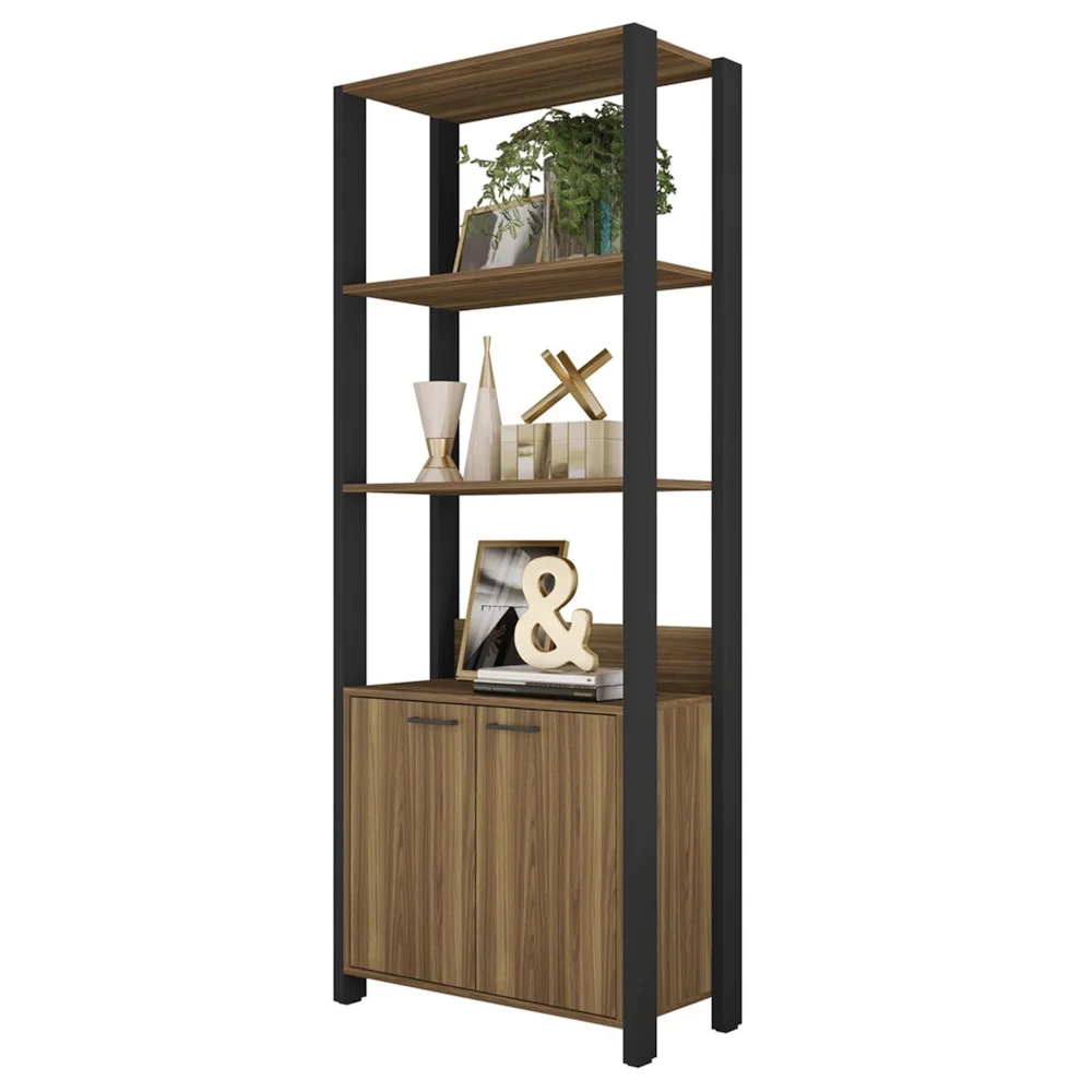 Guarda Roupa Solteiro Closet 73cm 2 Portas Una Mel/Preto C01 - Mpozenato