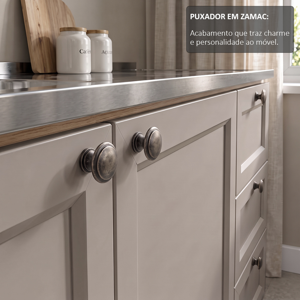 Balcão Cozinha Com Pia 120cm E Armário Cozinha Americana Lara Freijó/fendi - Lumil
