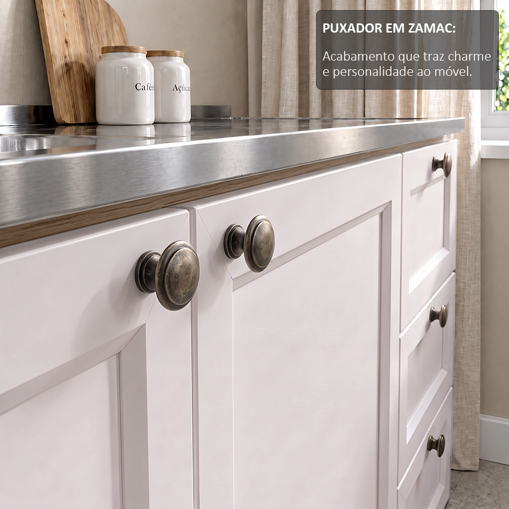 Balcão Cozinha Com Pia 120cm E Armário Cozinha Americana Lara Freijó/branco - Lumil