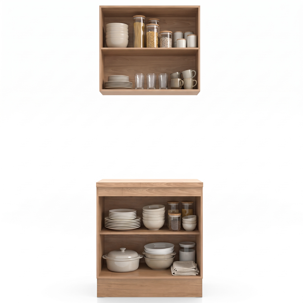 Balcão E Armário Cozinha Americana 80cm Lara Freijó/fendi - Lumil