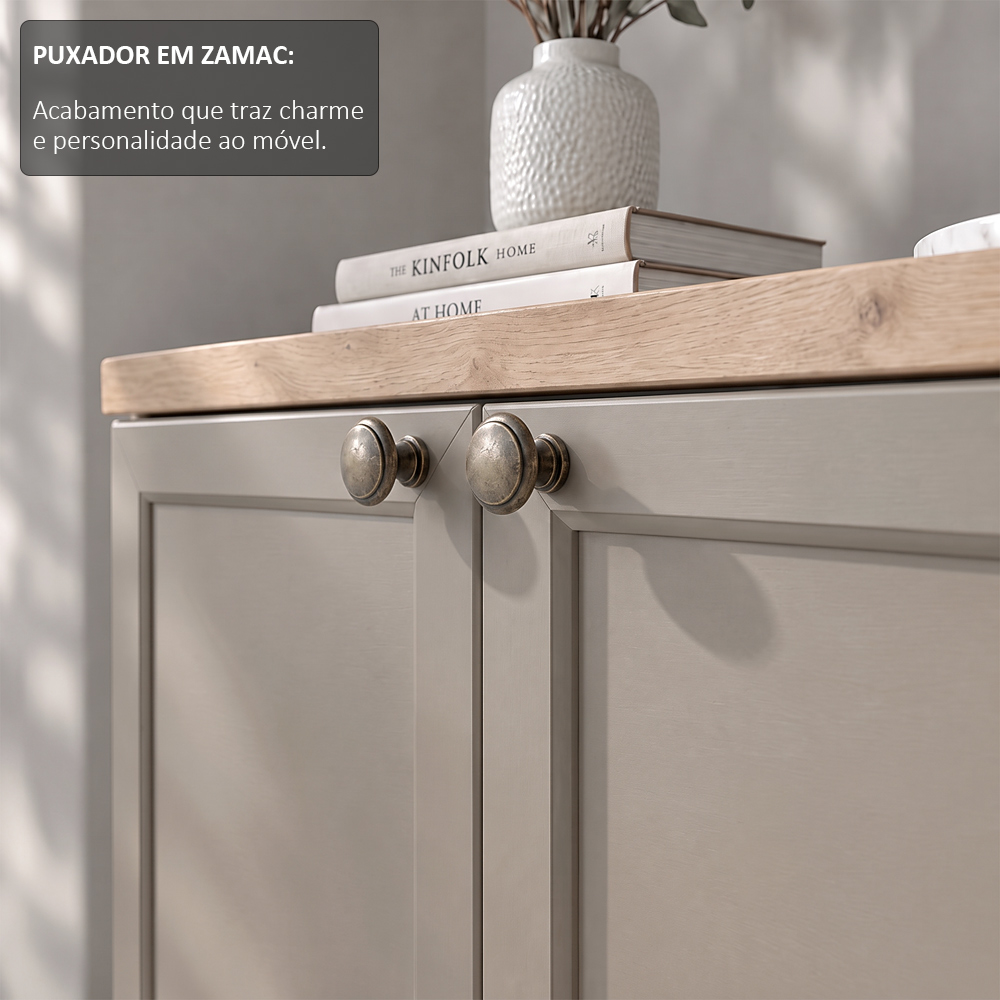 Balcão E Armário Cozinha Americana 80cm Lara Freijó/fendi - Lumil