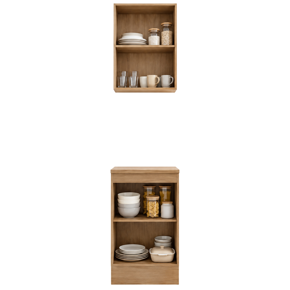 Balcão E Armário Cozinha Americana 40cm Lara Freijó/branco - Lumil