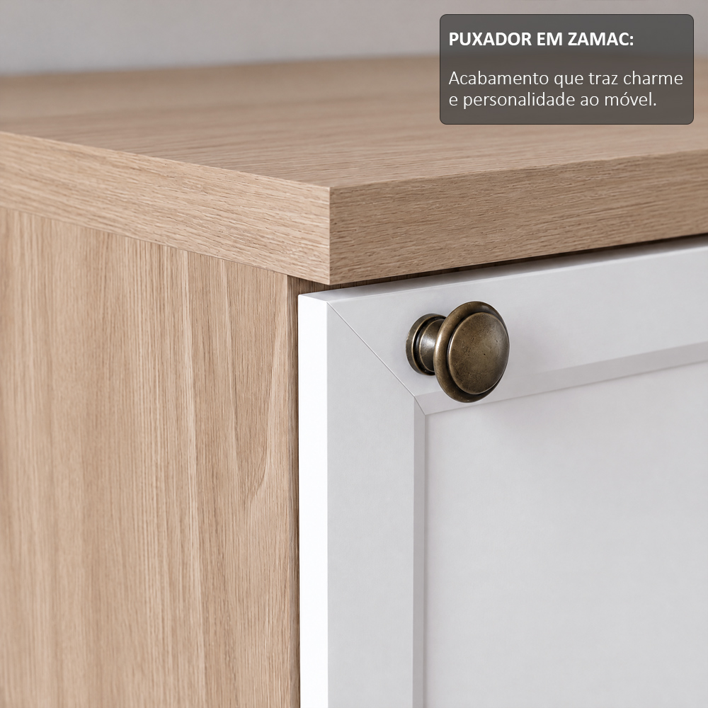 Balcão E Armário Cozinha Americana 40cm Lara Freijó/branco - Lumil