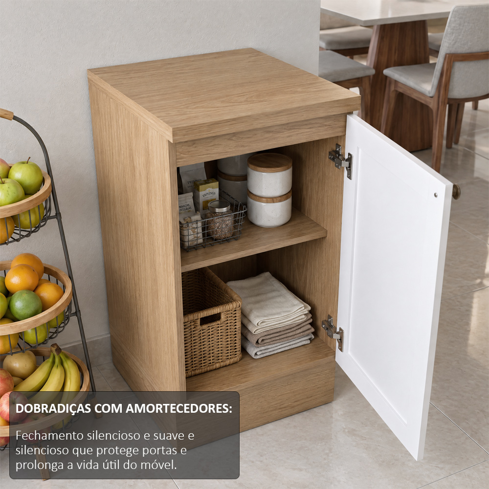 Balcão E Armário Cozinha Americana 40cm Lara Freijó/branco - Lumil