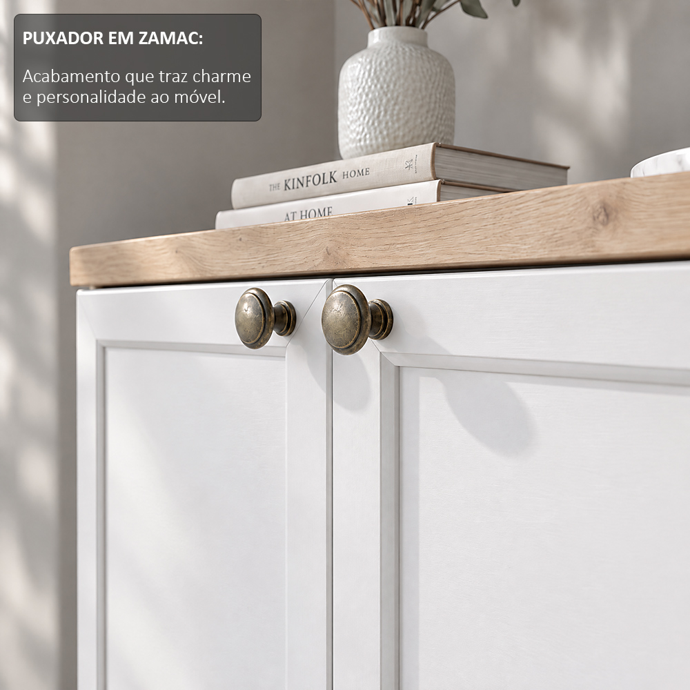 Balcão E Armário Cozinha Americana 80cm Lara Freijó/branco - Lumil