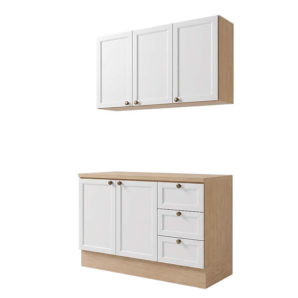 Balcão Cozinha Com Tampo 120cm E Armário Cozinha Americana Lara Freijó/branco - Lumil