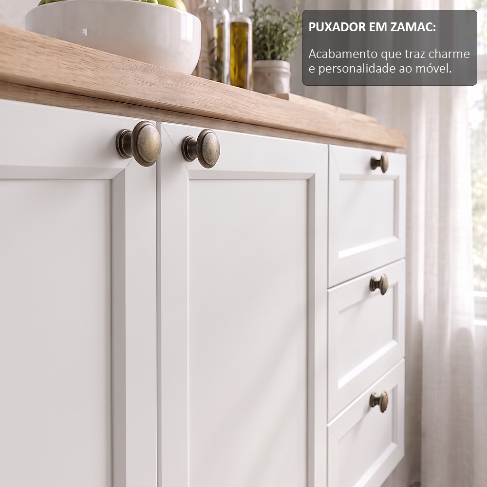 Balcão Cozinha Com Tampo 120cm E Armário Cozinha Americana Lara Freijó/branco - Lumil