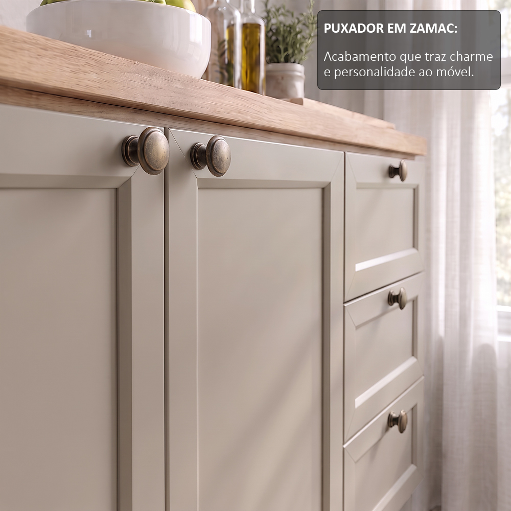 Balcão Cozinha Com Tampo 140cm E Armário Cozinha Americana Lara Freijó/fendi - Lumil