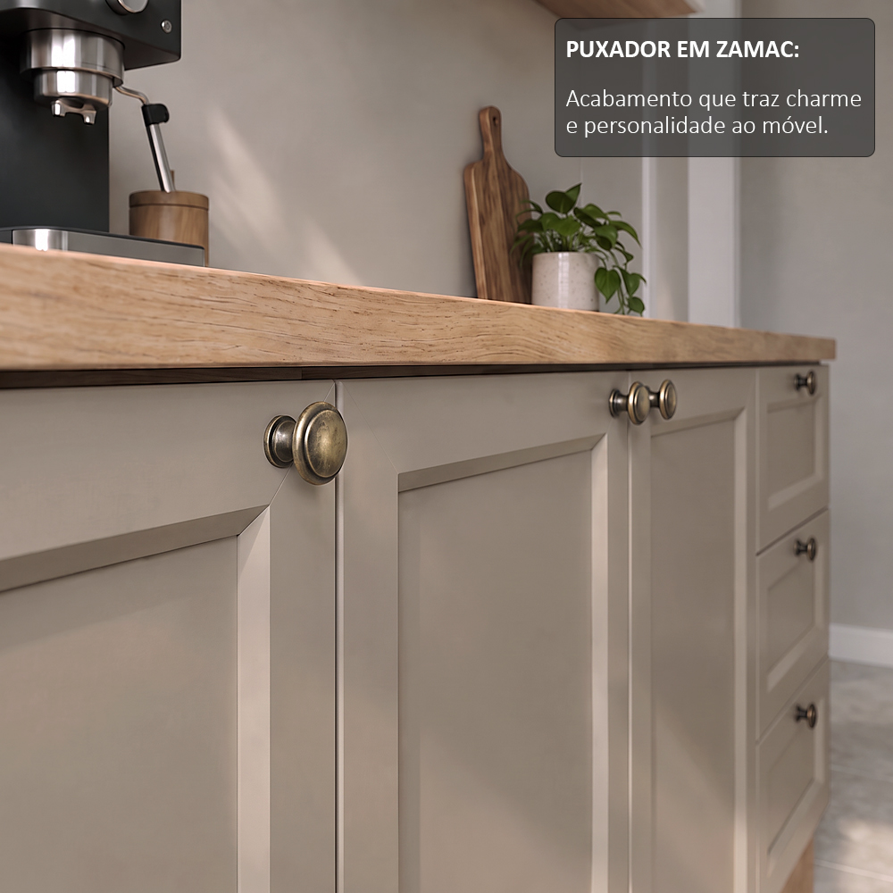 Balcão Cozinha Com Tampo 180cm E Armário Cozinha Americana Lara Freijó/fendi - Lumil