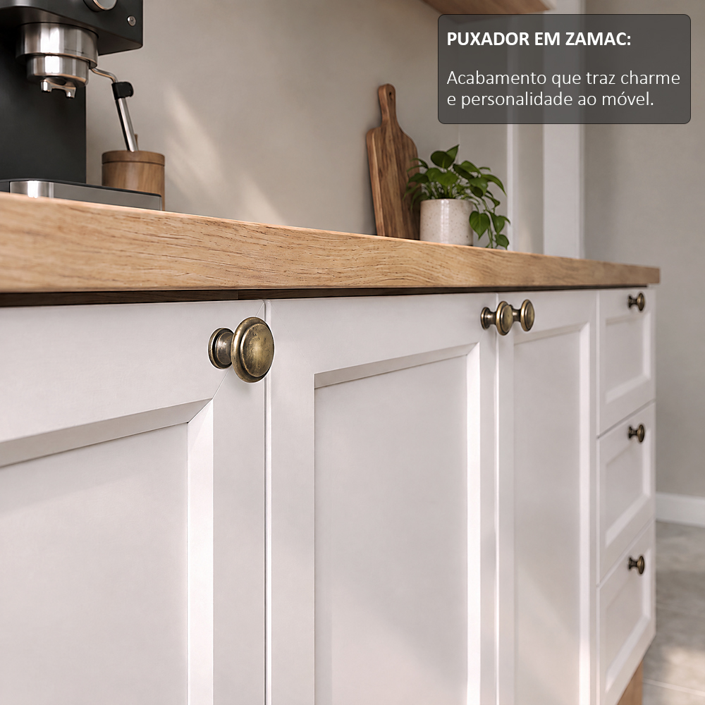 Balcão Cozinha Com Tampo 180cm E Armário Cozinha Americana Lara Freijó/branco - Lumil