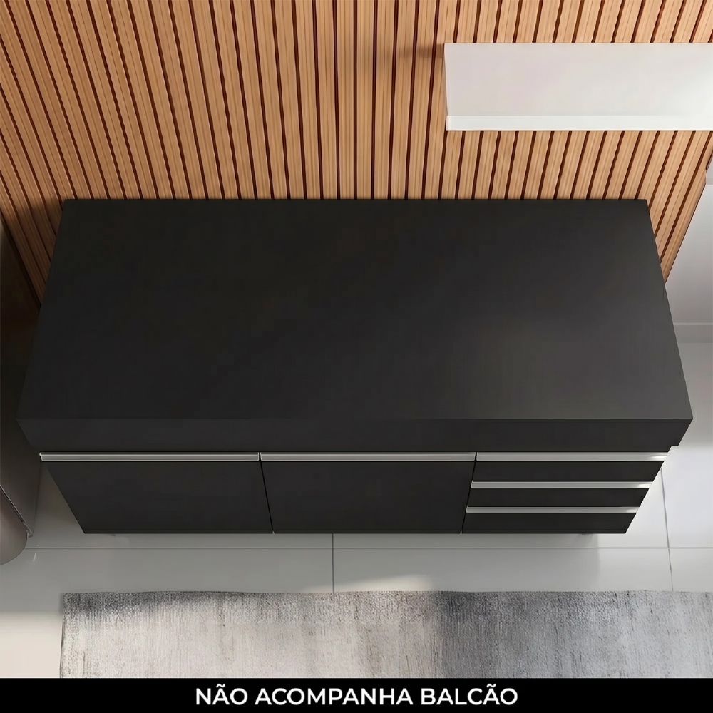 Tampo Para Balcão de Cozinha 150cm MDP Preto - AJL Móveis