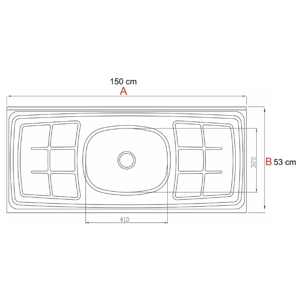Balcão Gabinete Com Pia Inox 150cm 4 Portas Gabriela Branco/Preto - AJL Móveis