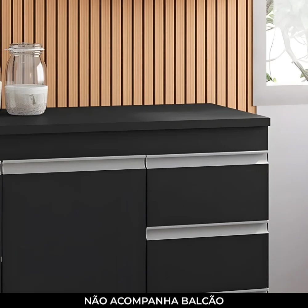 Tampo Para Balcão de Cozinha 160cm MDP Preto    - AJL Móveis