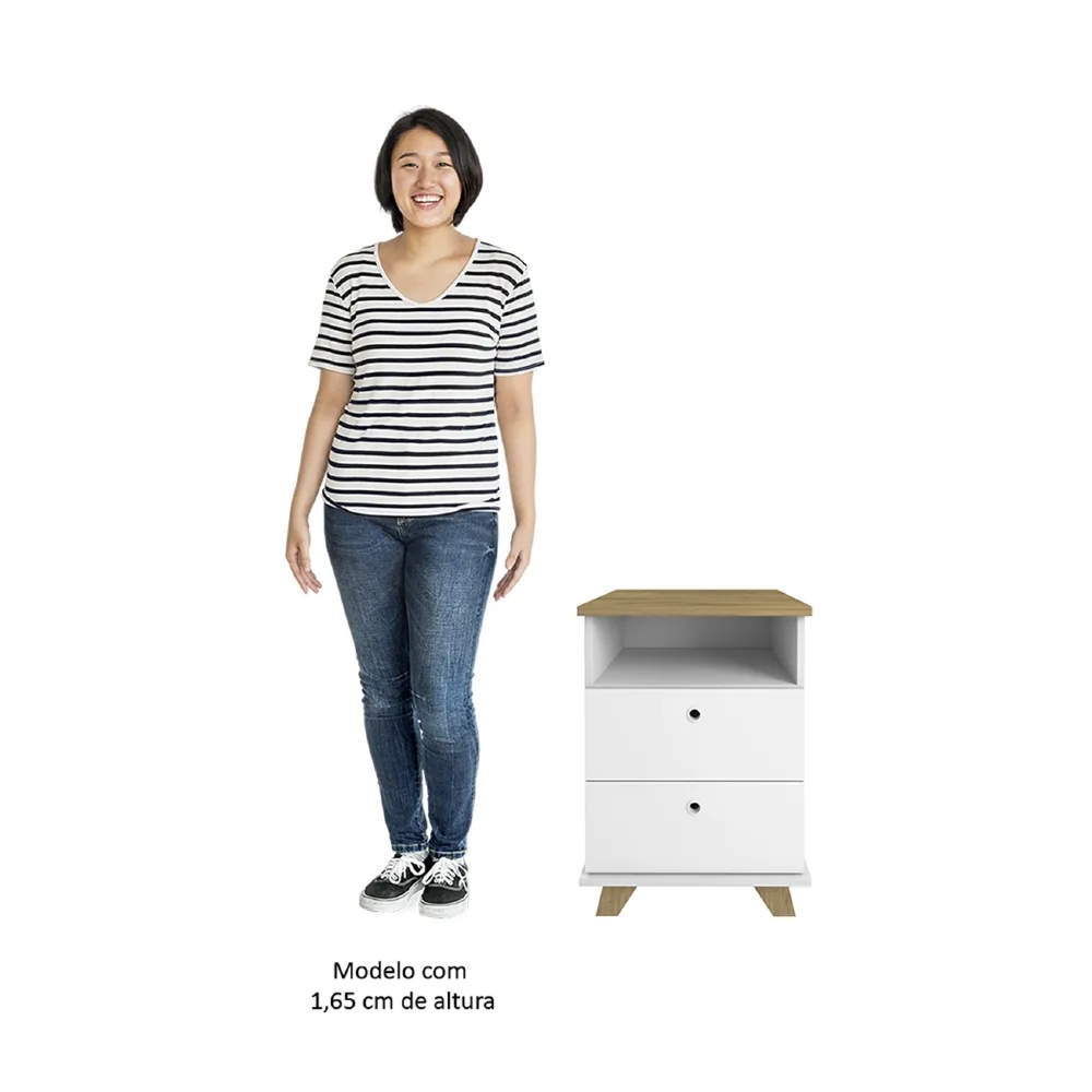 Mesa Escrivaninha 135cm Elai e Gaveteiro 2 Gavetas May A06 Olmo/Branco - Mpozenato