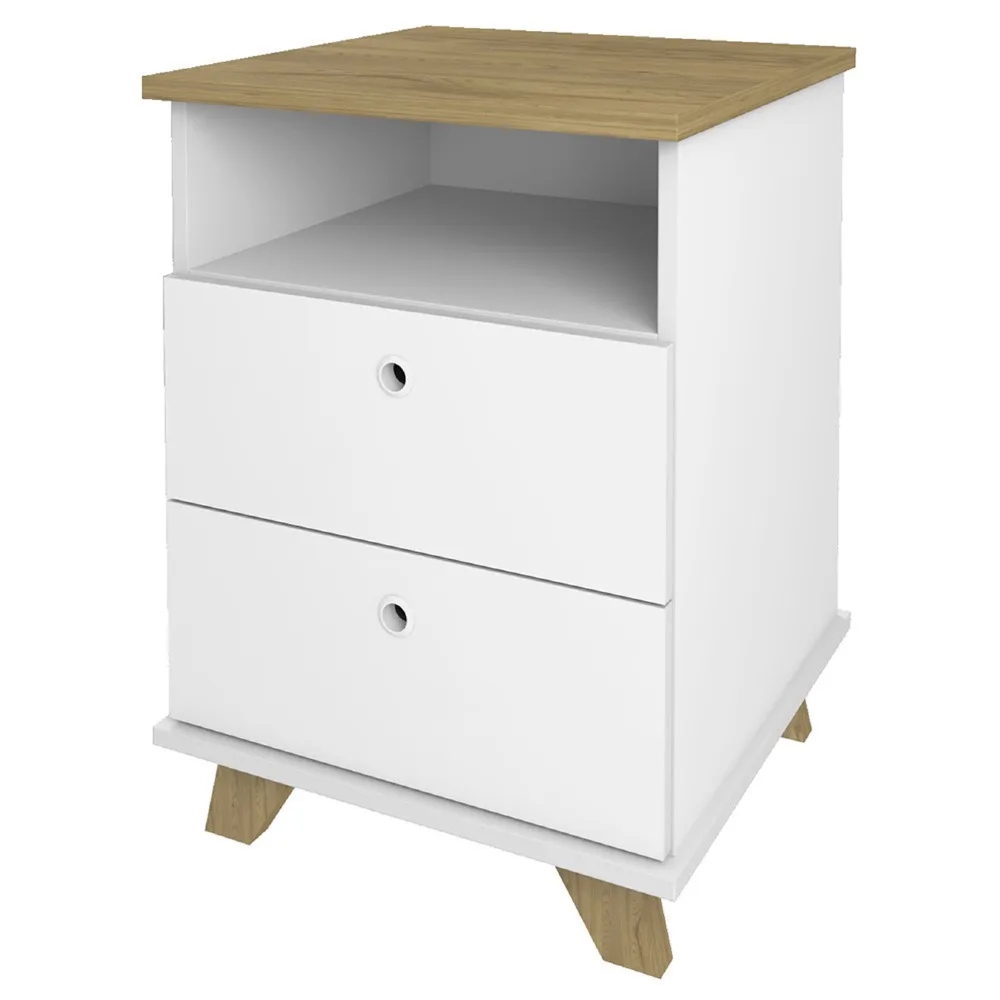 Mesa Escrivaninha 135cm Elai e Gaveteiro 2 Gavetas May A06 Olmo/Branco - Mpozenato