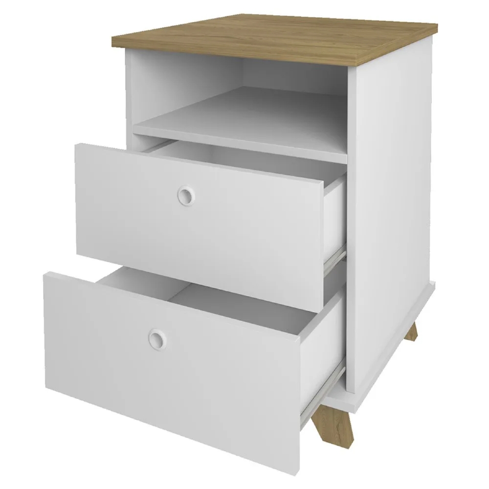 Mesa Escrivaninha 135cm Elai e Gaveteiro 2 Gavetas May A06 Olmo/Branco - Mpozenato