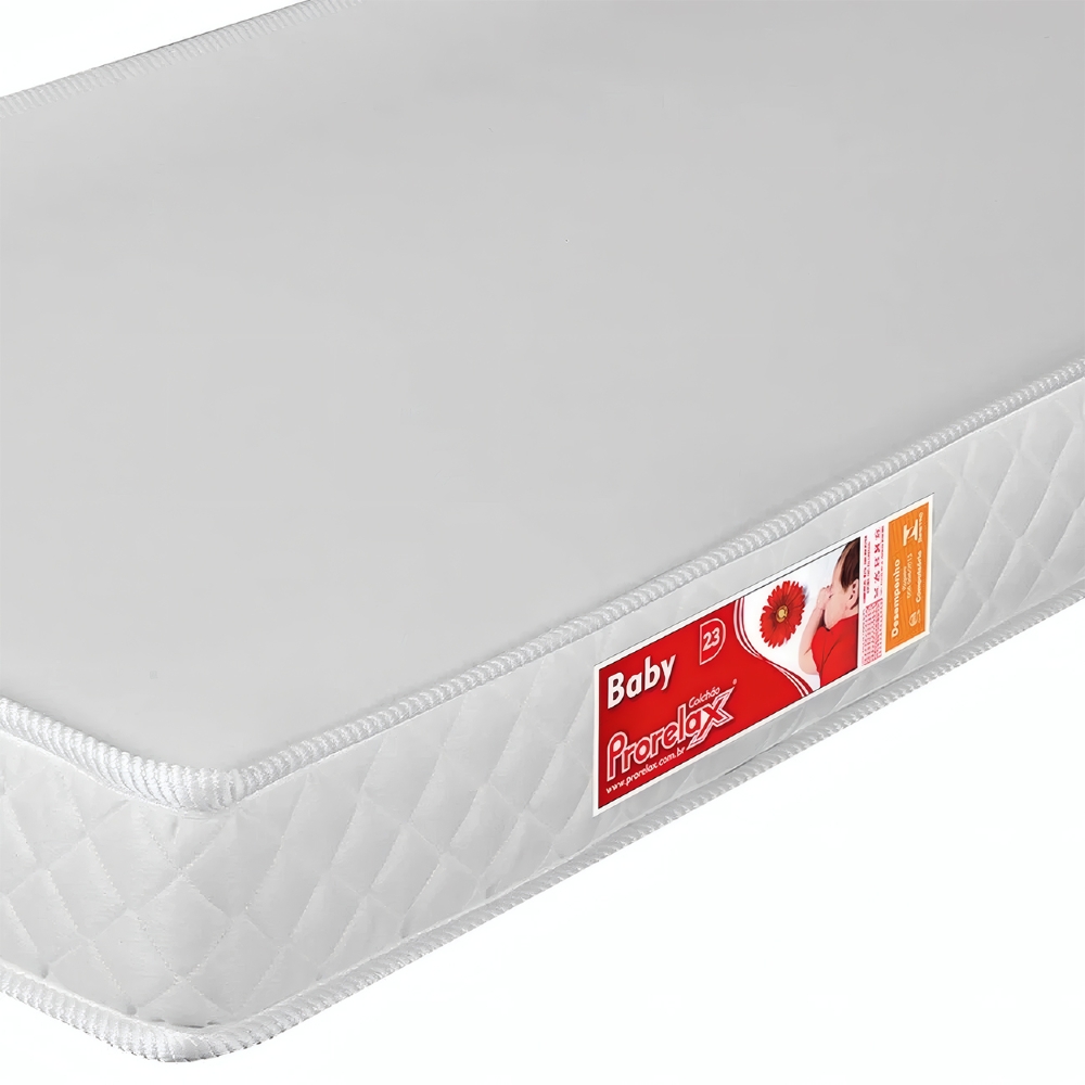 Colchão Para Berço Liso Branco 130 x 60 x 10 cm D18 - Prorelax