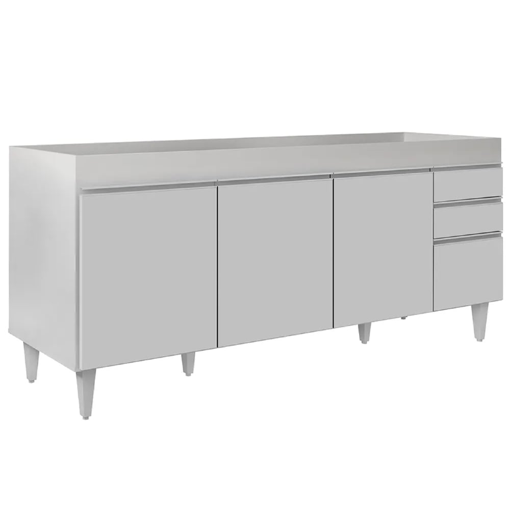 Balcão Gabinete Para Pia 180cm Sem Tampo Dallas Branco - Lumil