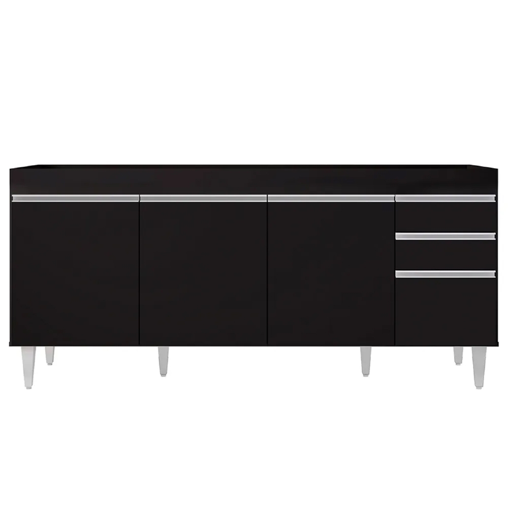 Balcão Gabinete Para Pia 180cm Sem Tampo Dallas Preto - Lumil