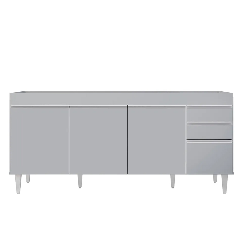 Balcão de Cozinha Para Pia 180cm 4 Portas Sem Tampo Dallas Cinza Claro - Lumil