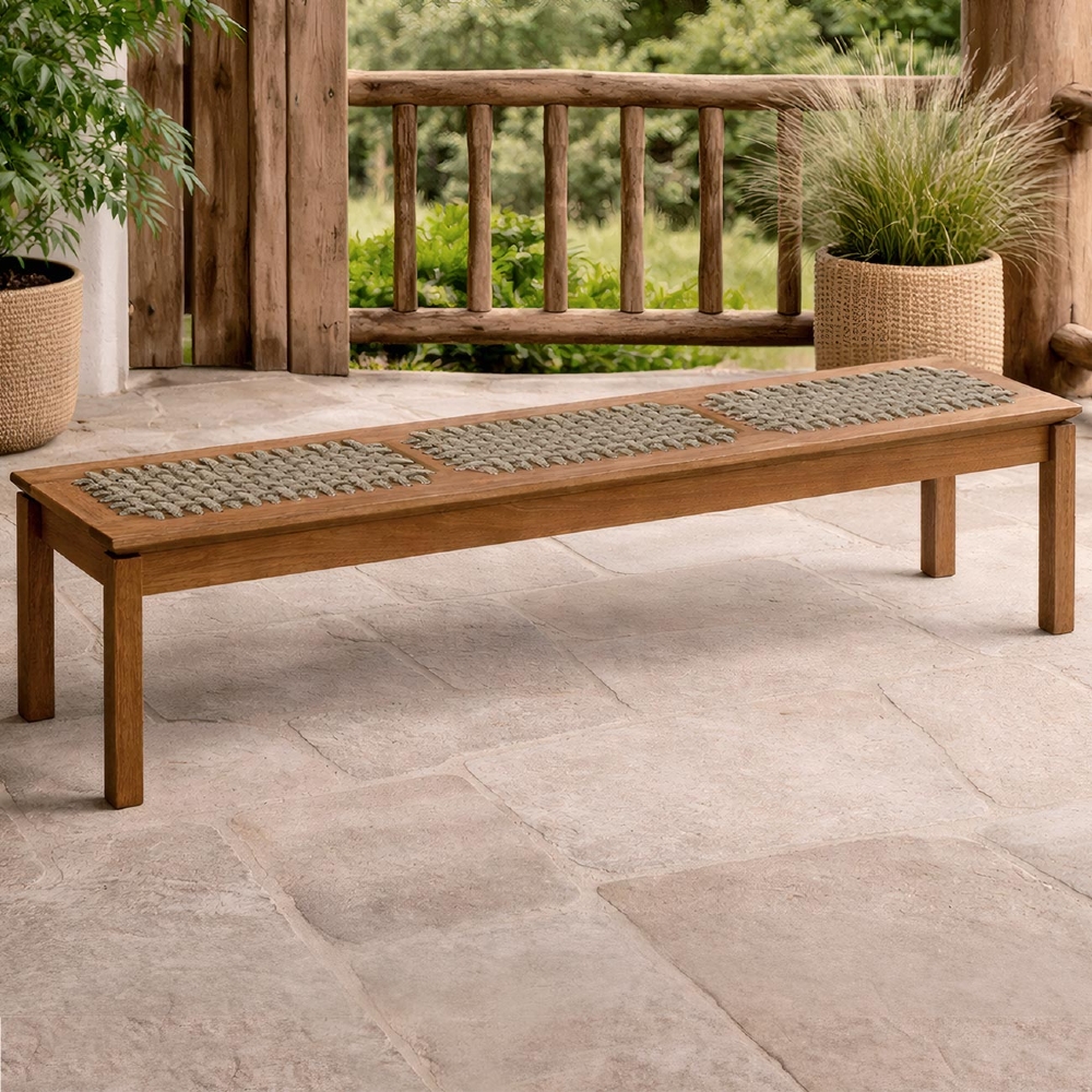 Banco Madeira Área Gourmet 180cm Kit 2 Trama Tenza Jatobá/Rami C17 - Mpozenato
