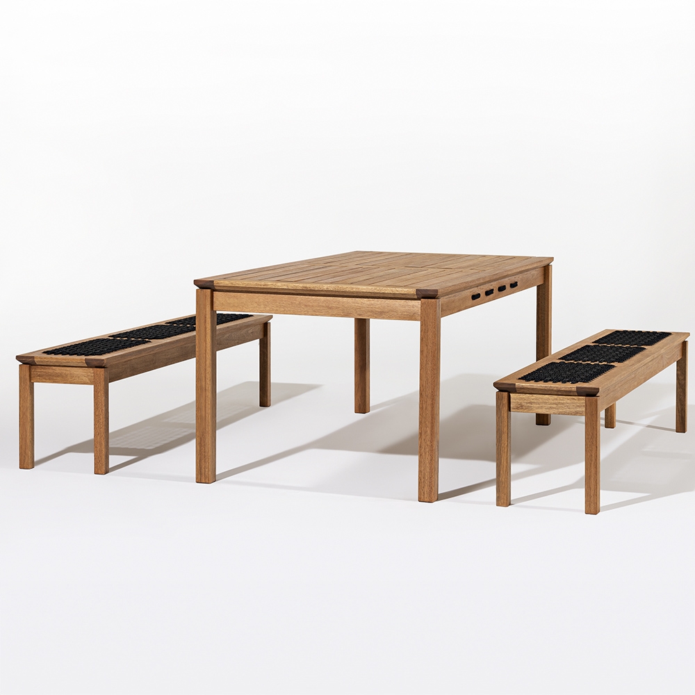 Mesa Madeira 180cm 2 Bancos Gourmet Tenza Jatobá/Preta C17 - Mpozenato