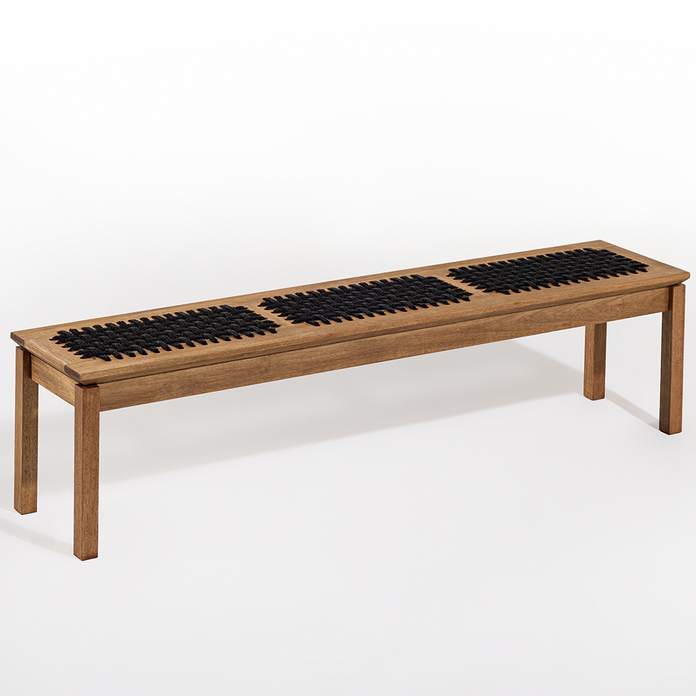 Mesa Madeira 180cm 2 Bancos Gourmet Tenza Jatobá/Preta C17 - Mpozenato