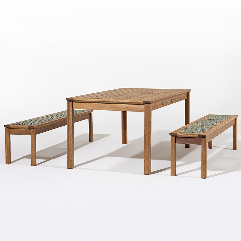 Mesa Madeira 180cm 2 Bancos Gourmet Tenza Jatobá/Verde Olivia C17 - Mpozenato
