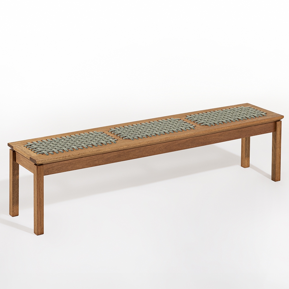 Mesa Madeira 180cm 2 Cadeiras e 2 Bancos Tenza Jatobá/Verde Olivia C17 - Mpozenato