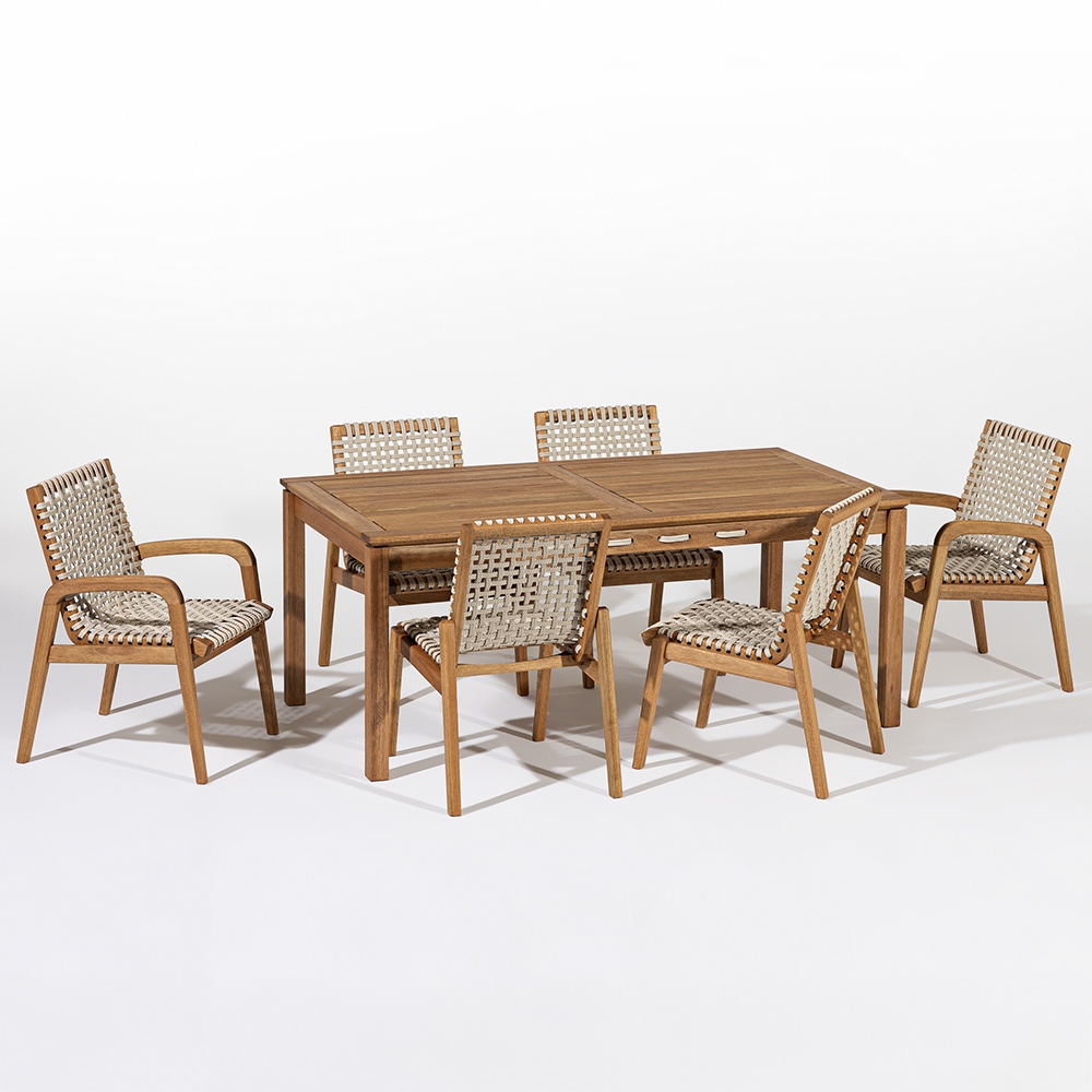 Mesa Madeira 180cm 6 Cadeiras Gourmet Tenza Jatobá/Areia C17 - Mpozenato