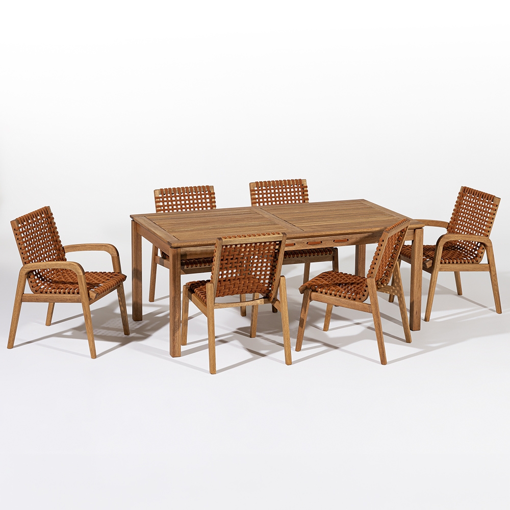 Mesa Madeira 180cm 6 Cadeiras Gourmet Tenza Jatobá/Ocre C17 - Mpozenato