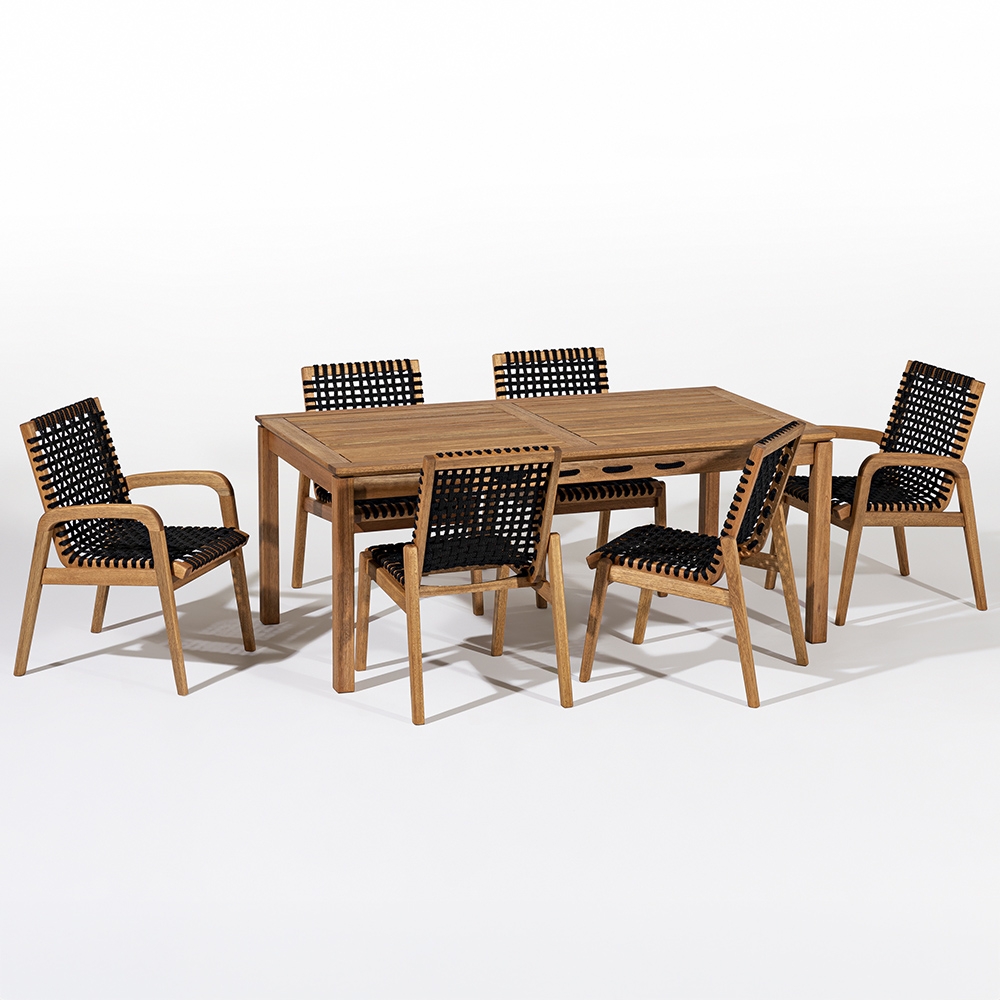 Mesa Madeira 180cm 6 Cadeiras Gourmet Tenza Jatobá/Preta C17 - Mpozenato