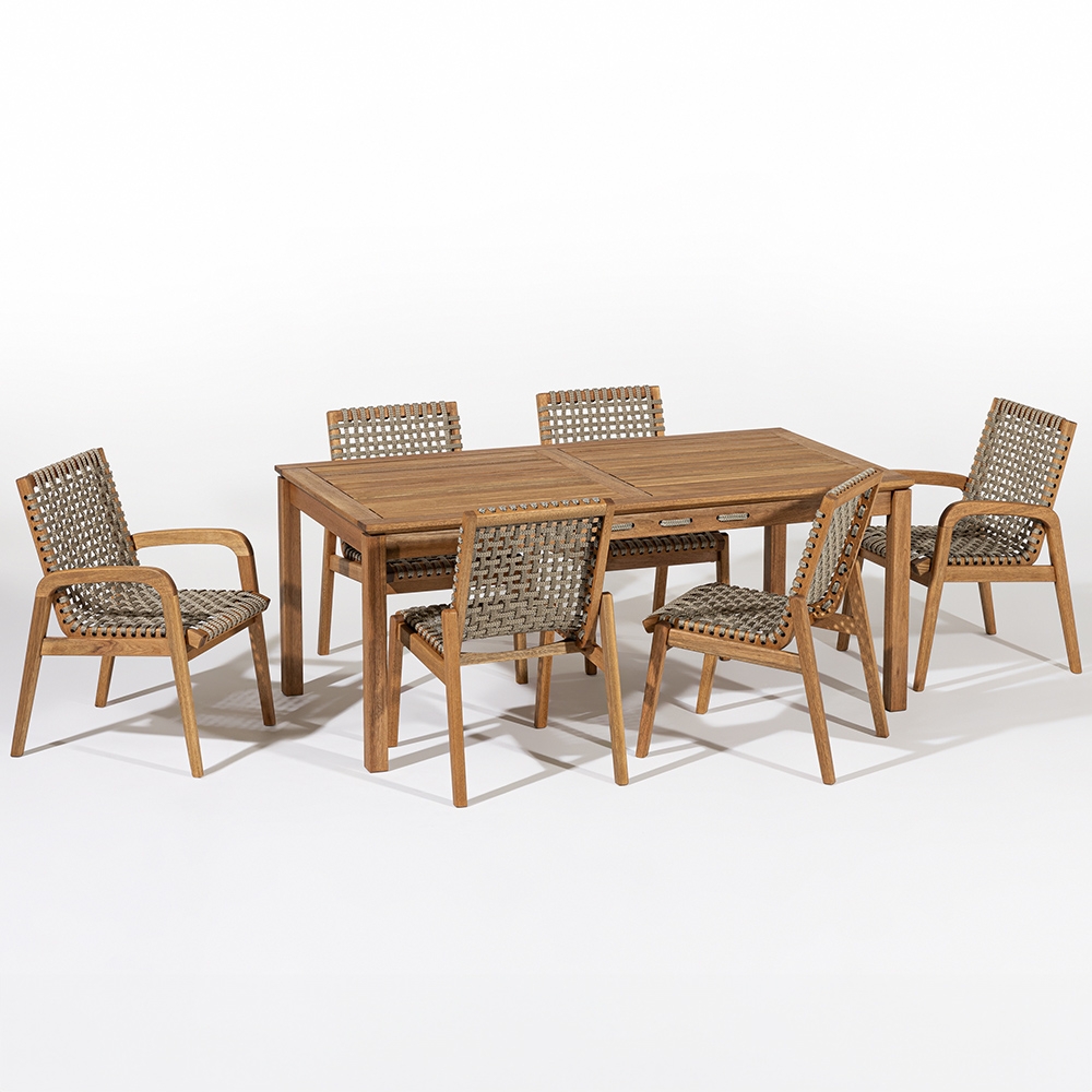 Mesa Madeira 180cm 6 Cadeiras Gourmet Tenza Jatobá/Rami C17 - Mpozenato
