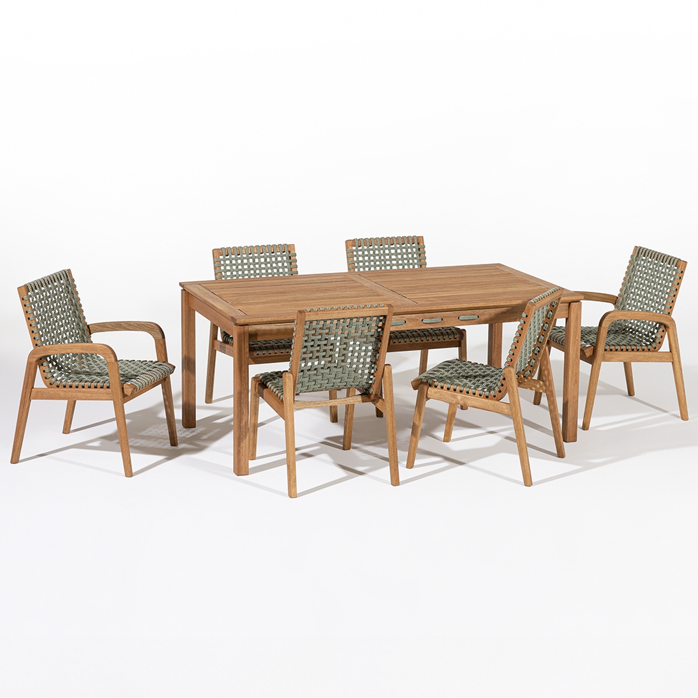Mesa Madeira 180cm 6 Cadeiras Gourmet Tenza Jatobá/Verde Olivia C17 - Mpozenato