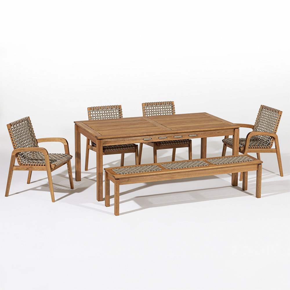 Mesa Madeira 180cm 4 Cadeiras e 1 Banco Gourmet Tenza Jatobá/Rami C17 - Mpozenato