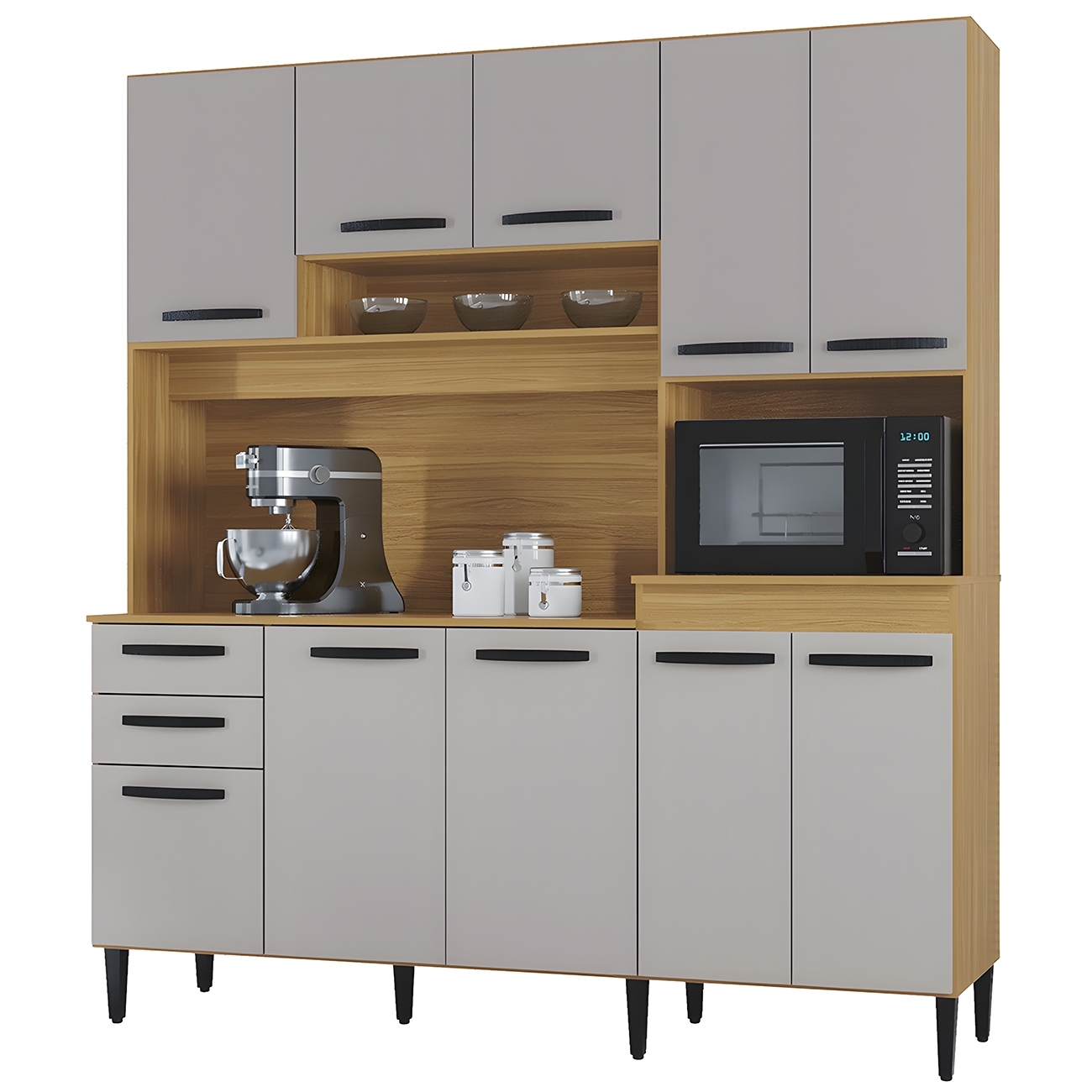 Armário de Cozinha Compacta 180cm Regina Z46 Damasco/Off White